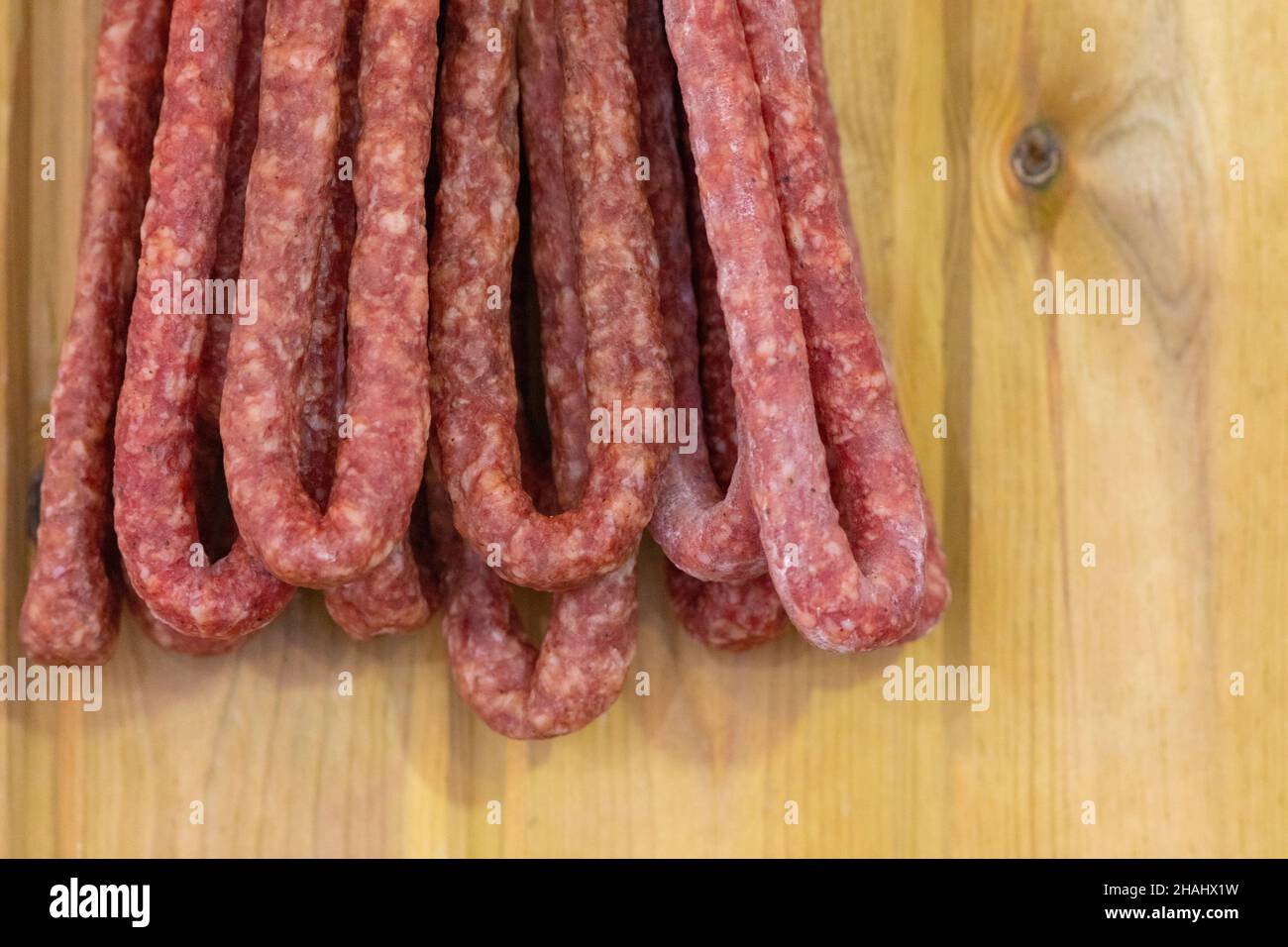 secallona o somalla (dry cured pork sausage). Vic, Osona, Barcelona, Catalunya. Stock Photo