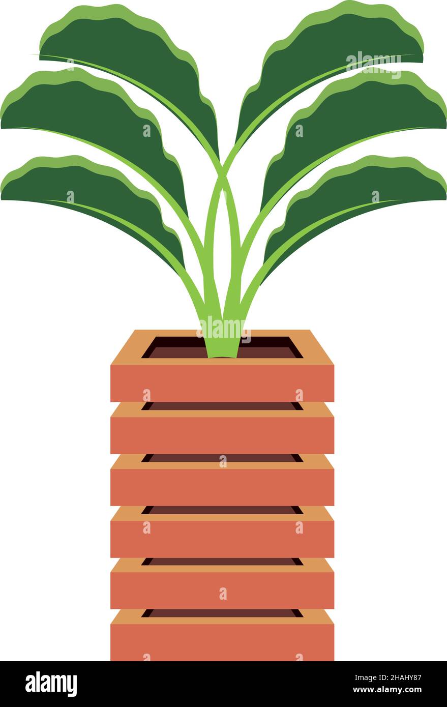 wooden pot with plant Stock Vector Image & Art - Alamy