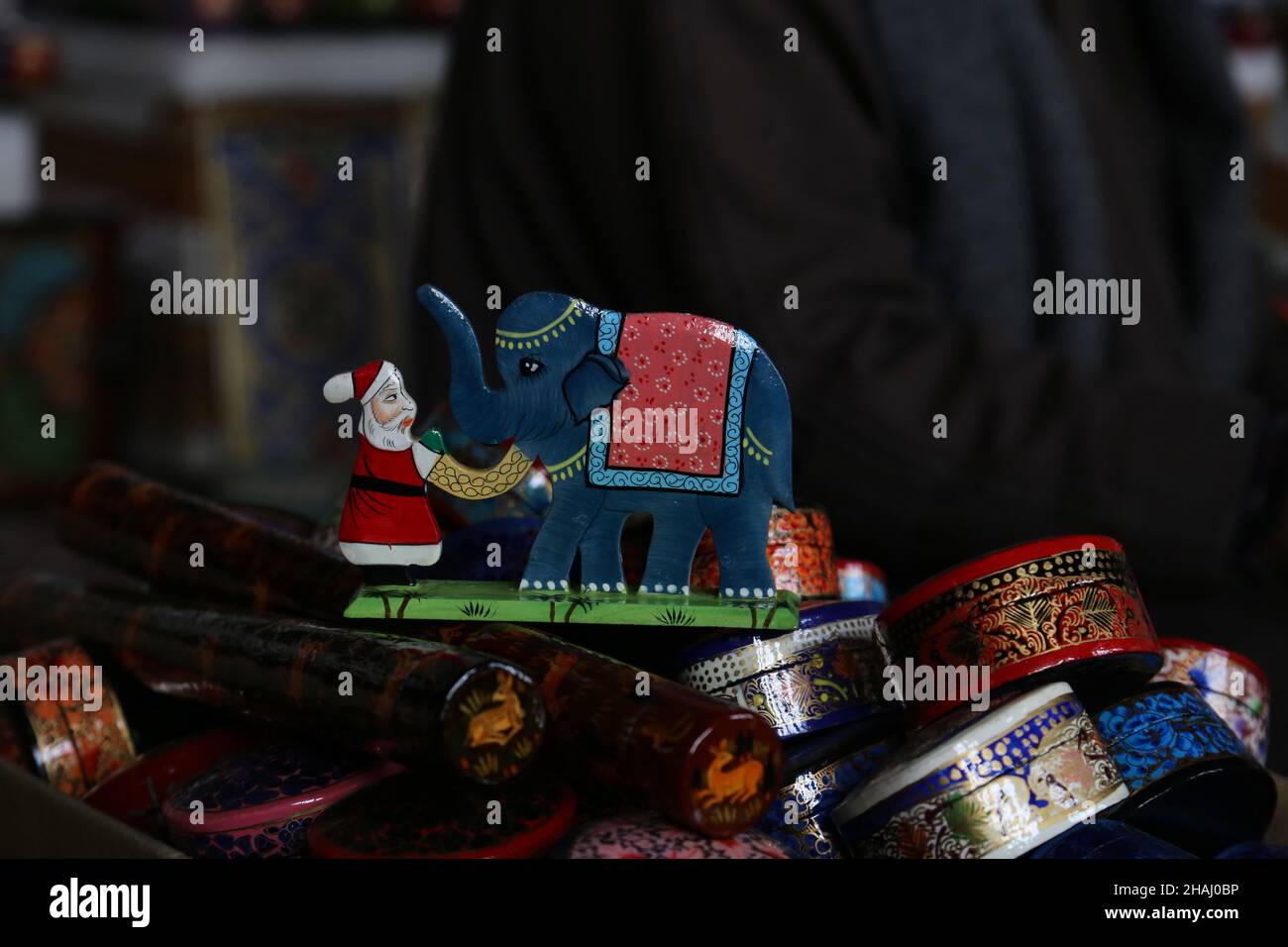 Srinagar, India. 13th Dec, 2021. Christmas ornaments including Santa