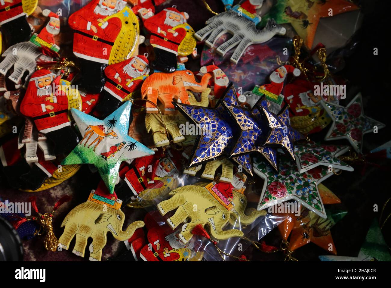 Srinagar, India. 13th Dec, 2021. Christmas ornaments including Santa