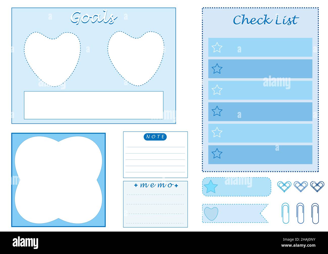 collection set of the cute planner, memo, paper note, goals, note