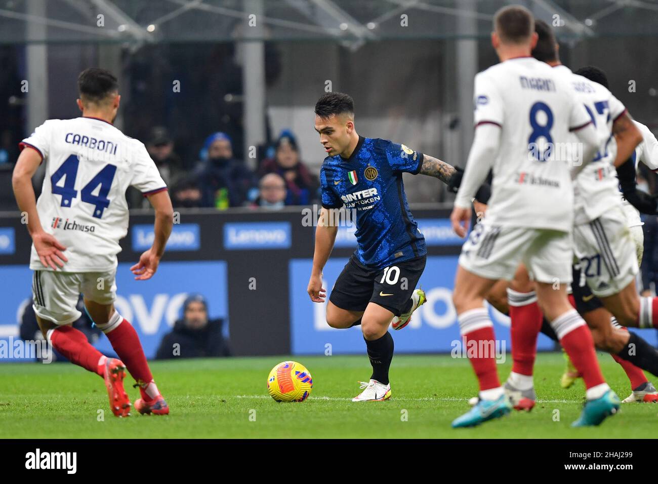 Milano, Italy. 12th Dec, 2021. Lautaro Martinez (10) of Inter seen during the Serie A match between Inter and Cagliari at Giuseppe Meazza in Milano. (Photo Credit: Gonzales Photo/Alamy Live News Stock Photo