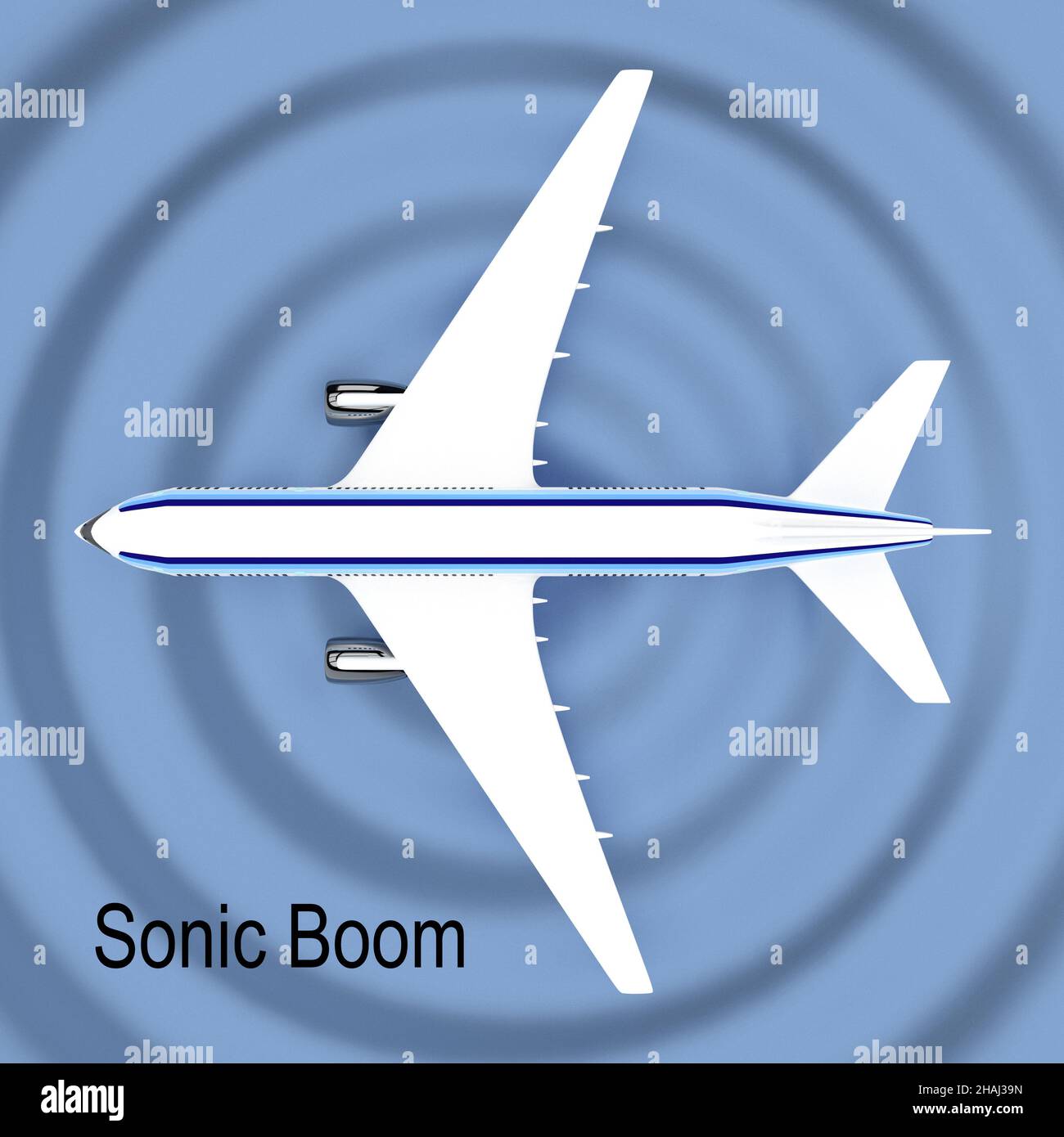 3D illustration of sonic boom pattern under an airplane Stock Photo Alamy