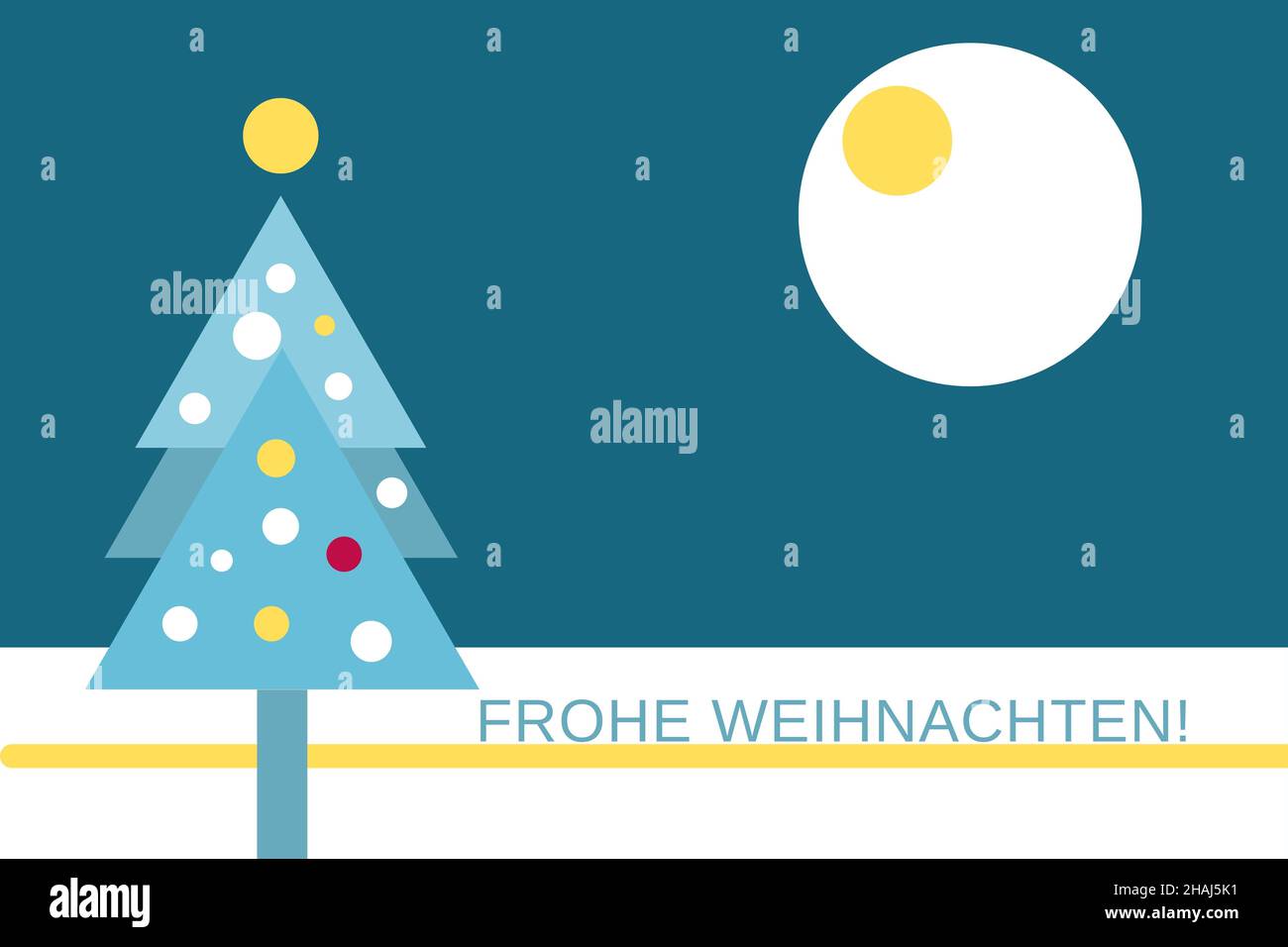 Christmas artistic illustration with Merry Christmas greeting in German: Frohe Weihnachten Stock Photo