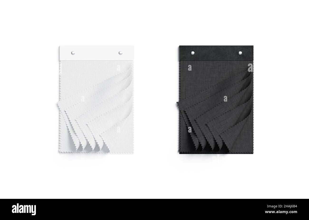 Blank black and white fabric catalog with samples mockup, isolated