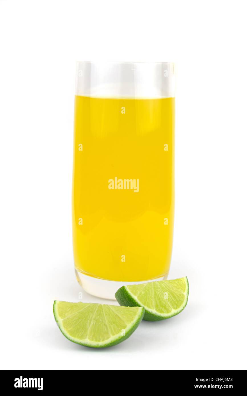 Fresh lime juice isolated on white Stock Photo Alamy