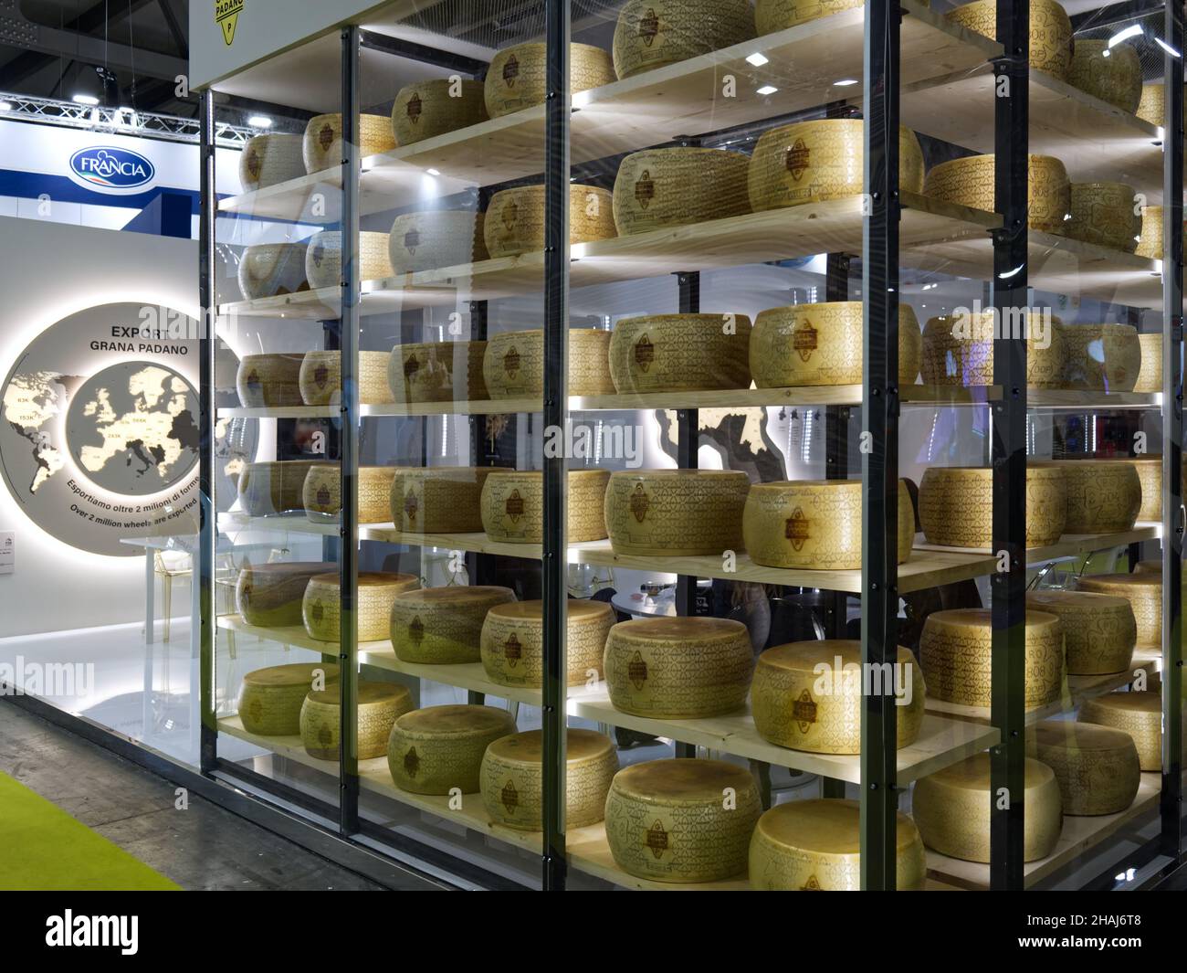 TuttoFood Milan, Italy - 25 October 2021: entrance to the Grana Padano cheese stand Stock Photo