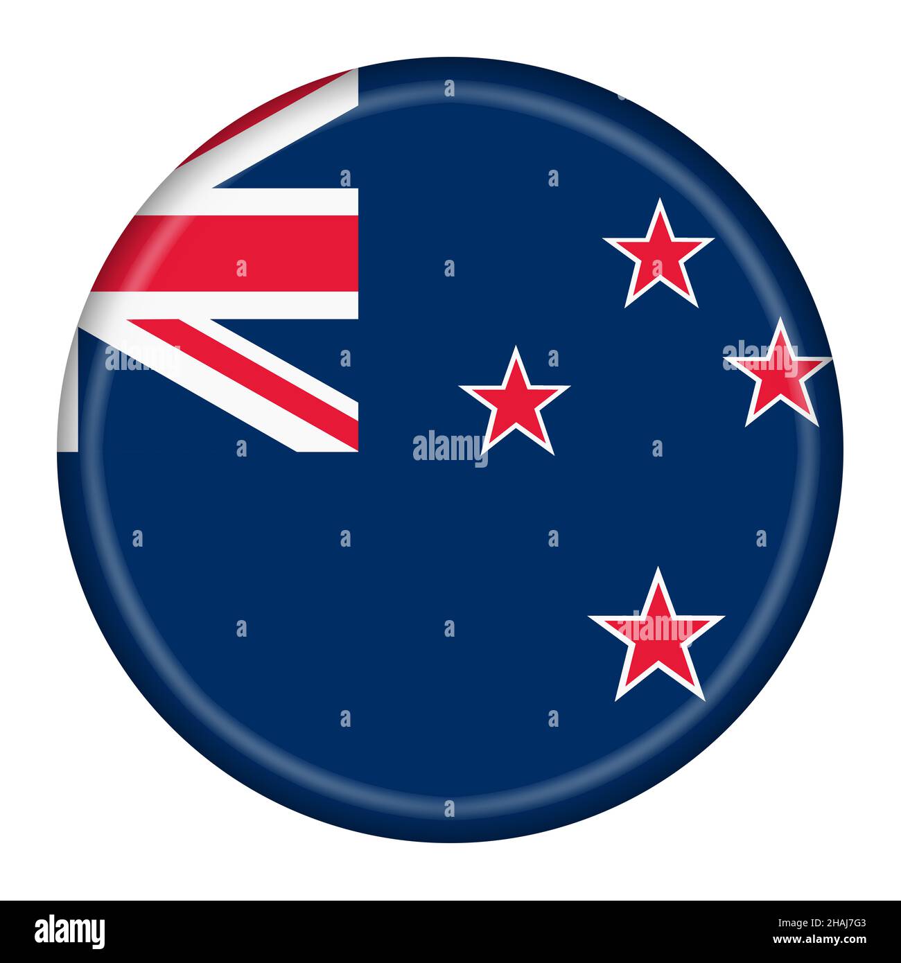 New Zealand flag button 3d illustration with clipping path Stock Photo