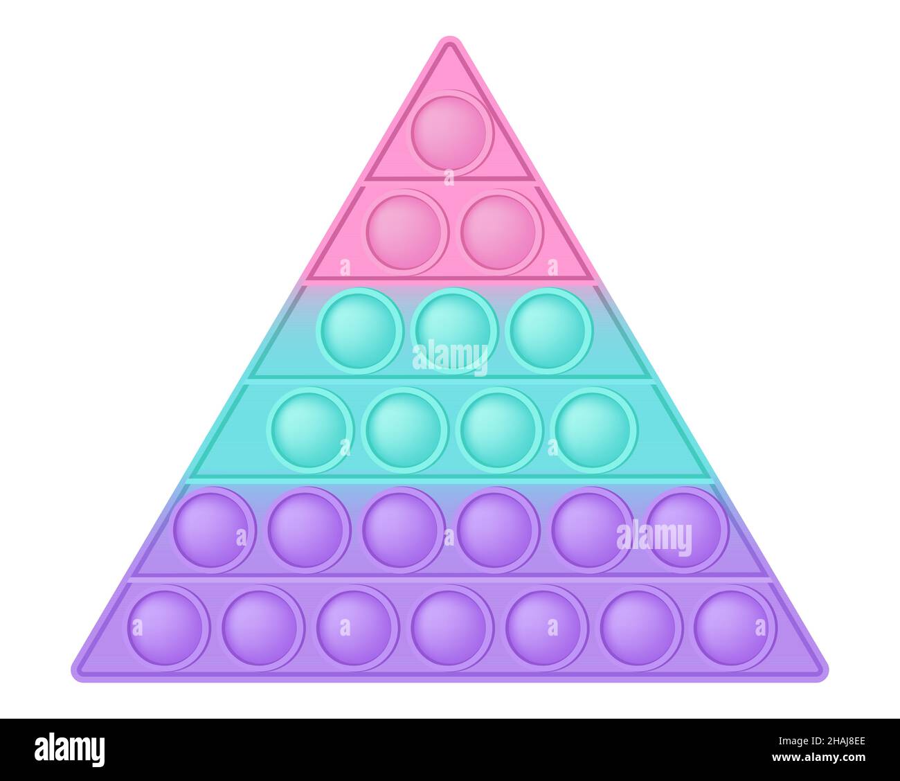 Popit figure triangle as a fashionable silicon toy for fidgets. Addictive anti stress toy in pastel colors. Bubble anxiety developing vibrant pop it t Stock Vector