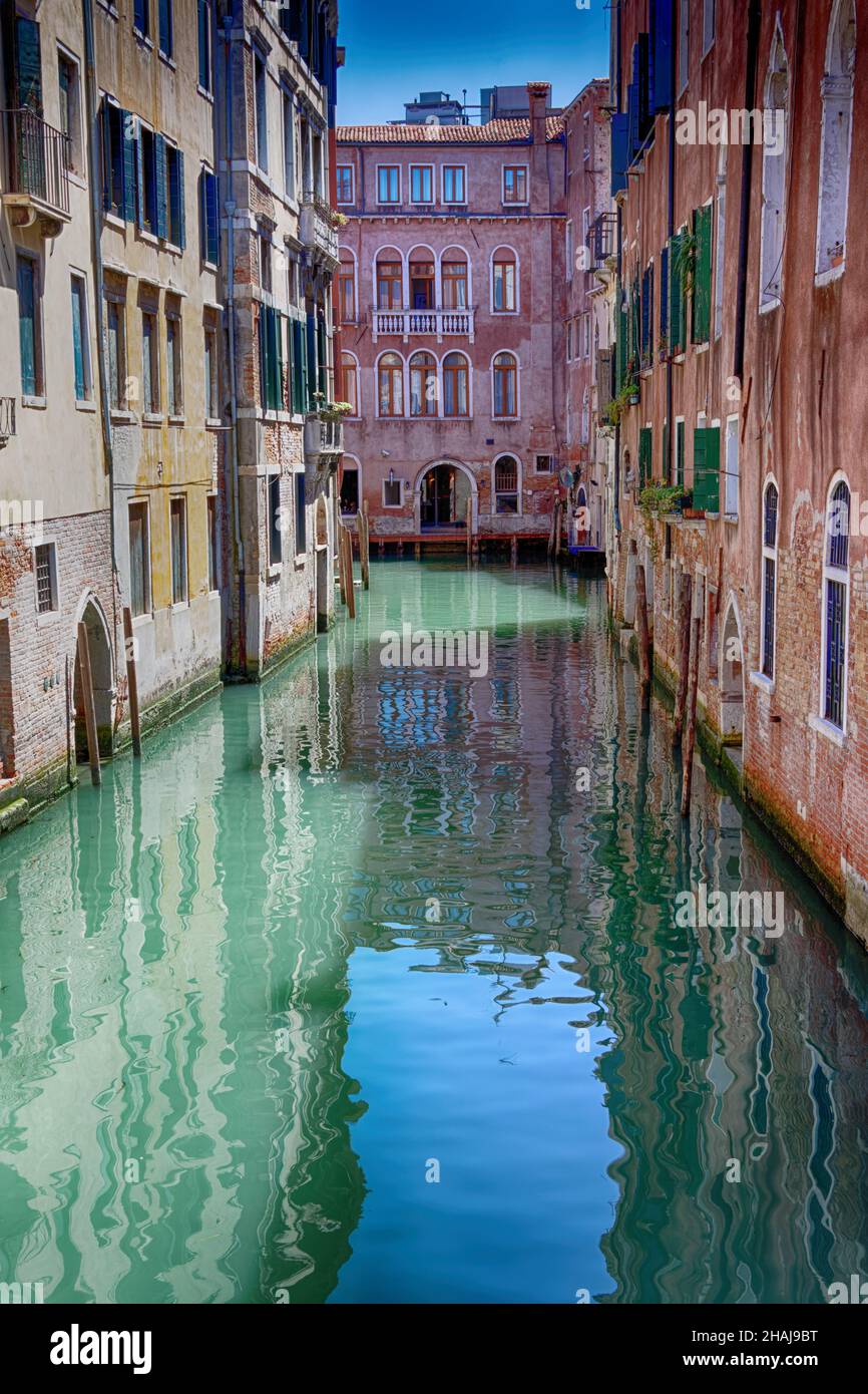 Quiet Canal Venice Italy Stock Photo