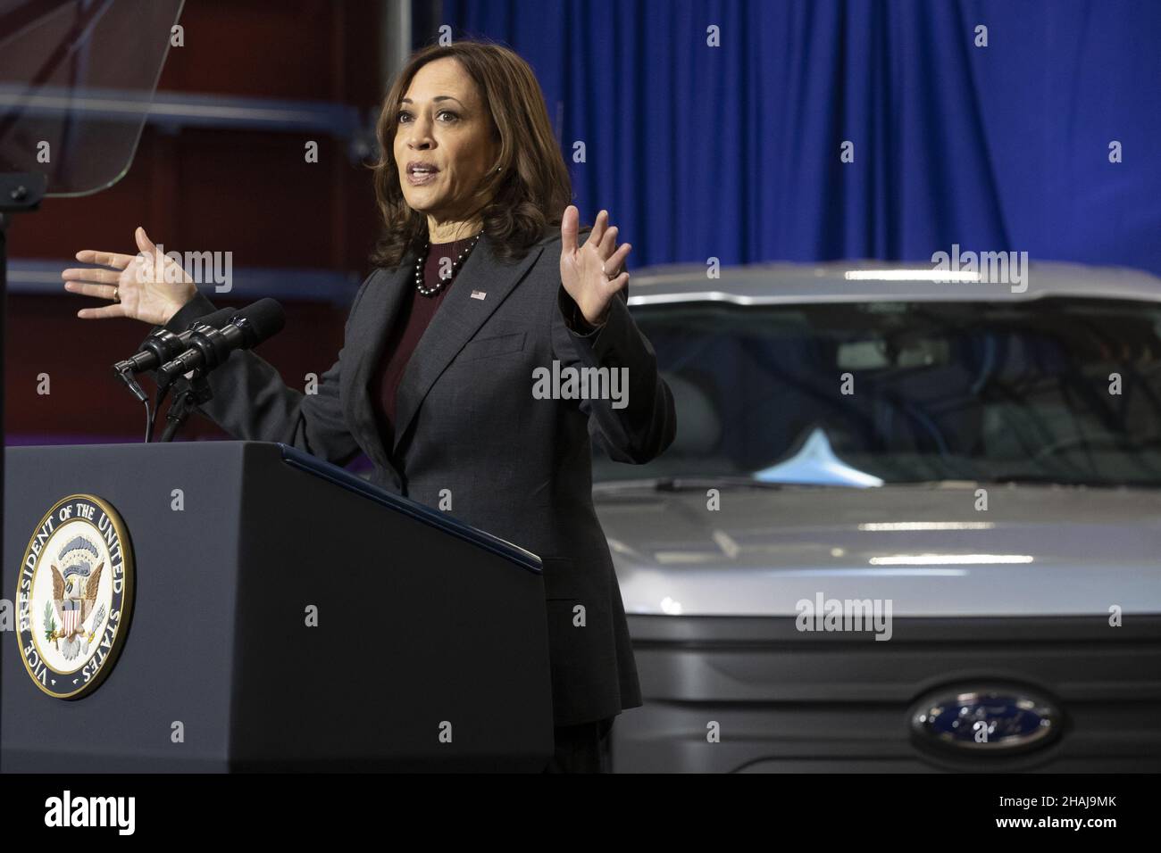 Brandywine, United States. 13th Dec, 2021. delivers remarks in front of