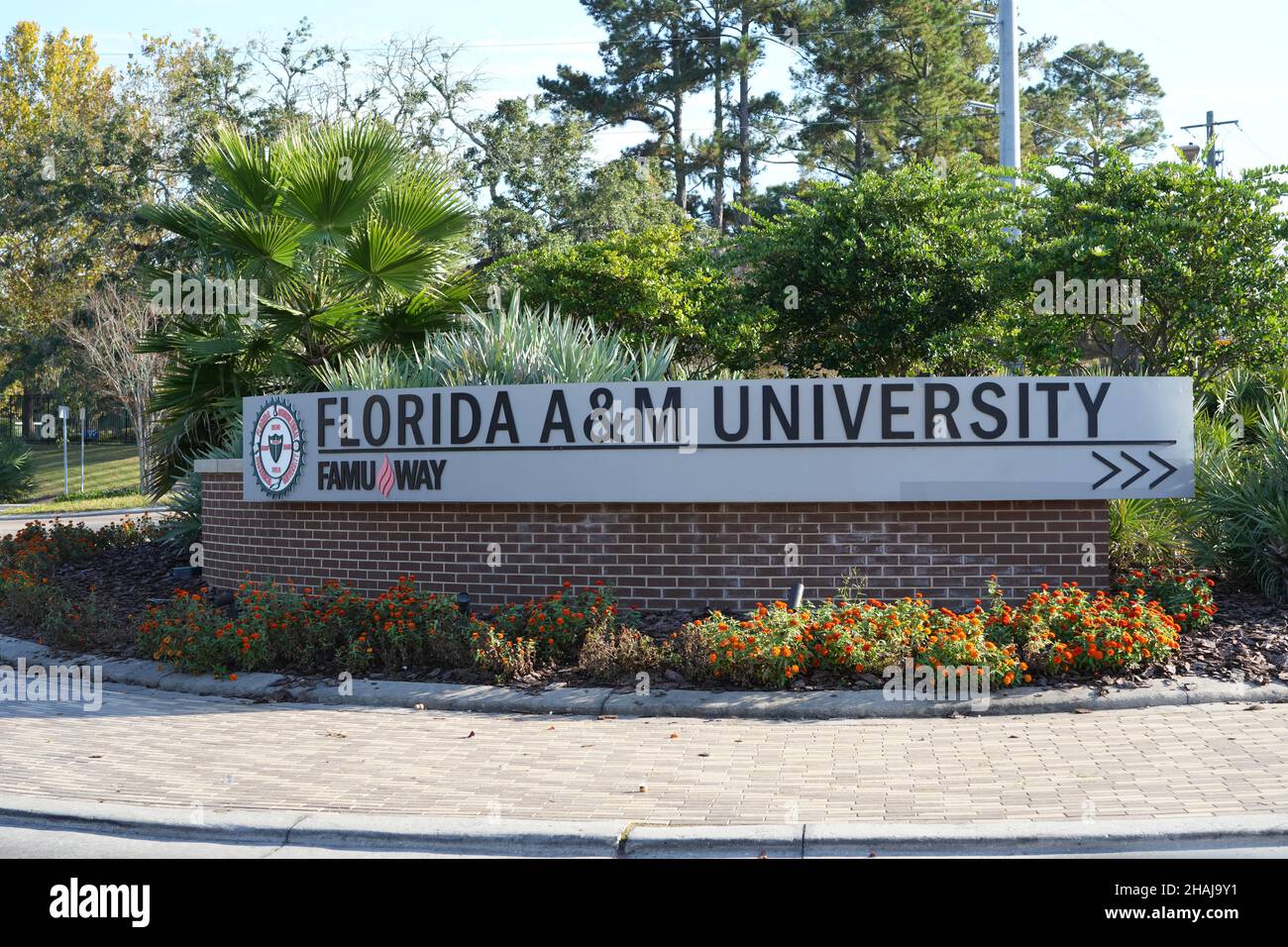 A sign at the entrance to the campus of Florida A&M University ...