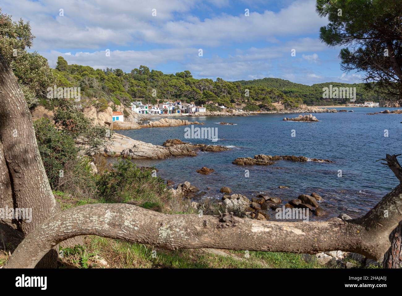 S'Alguer fisherman's constructions. Palamós coast Stock Photo - Alamy