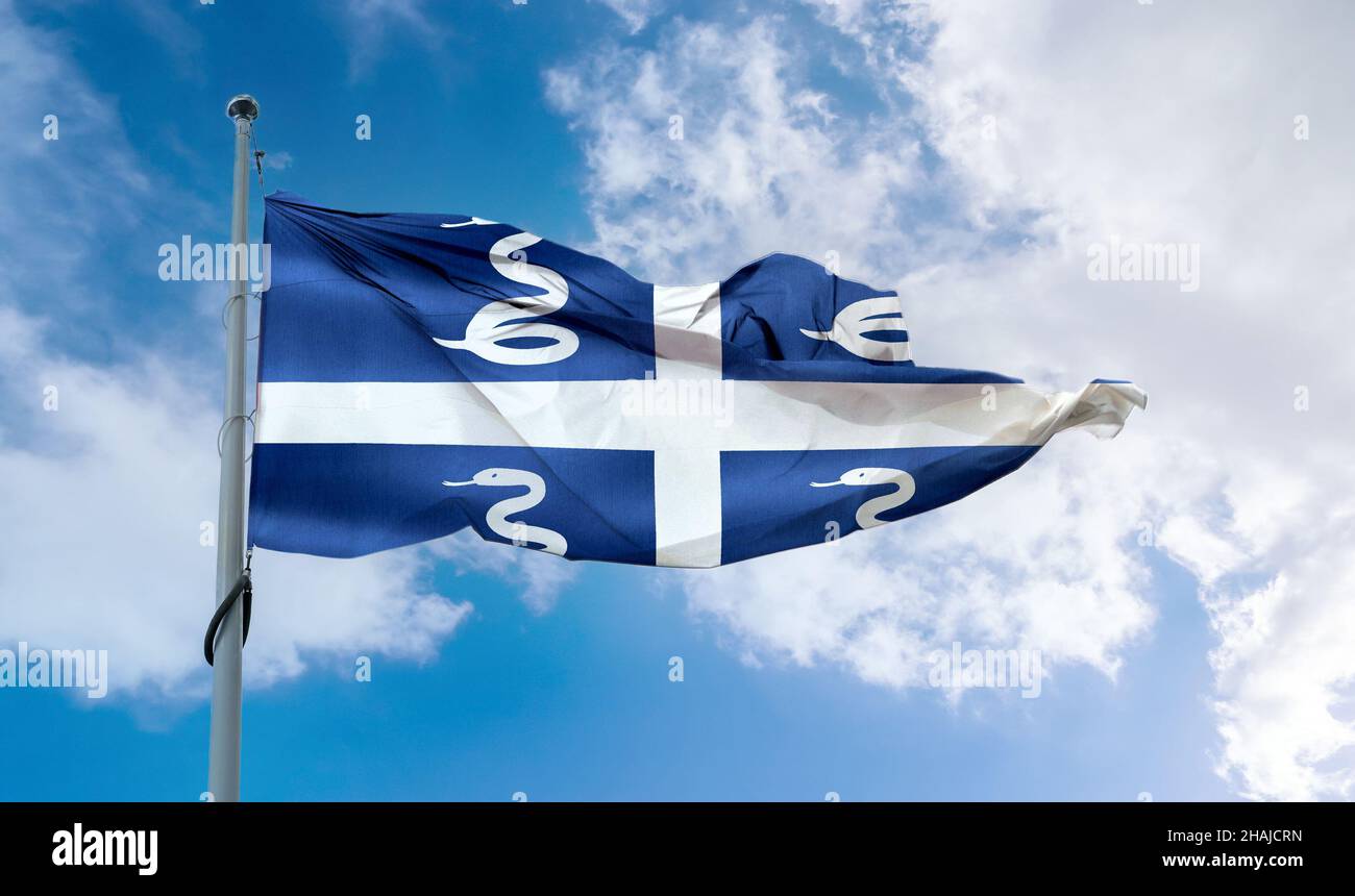 Martinique flag realistic waving fabric flag Stock Photo Alamy