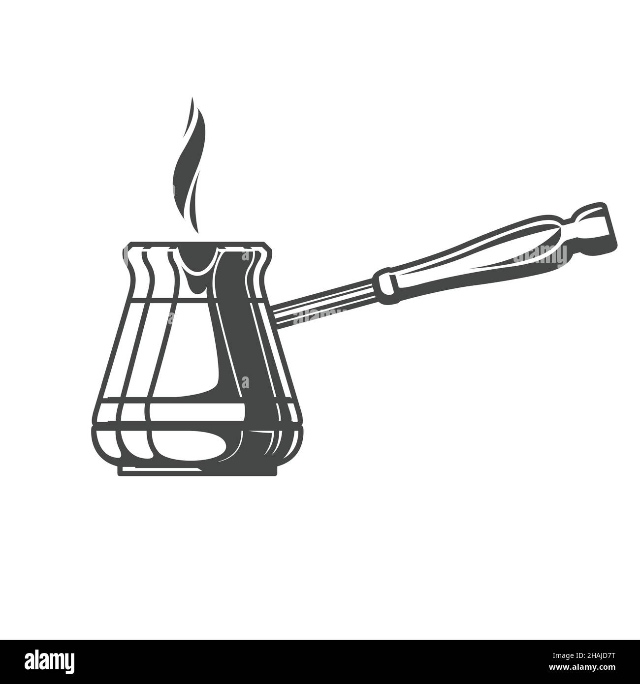 Cezve, traditional turkish coffee pot with handle, ibrik vector Stock