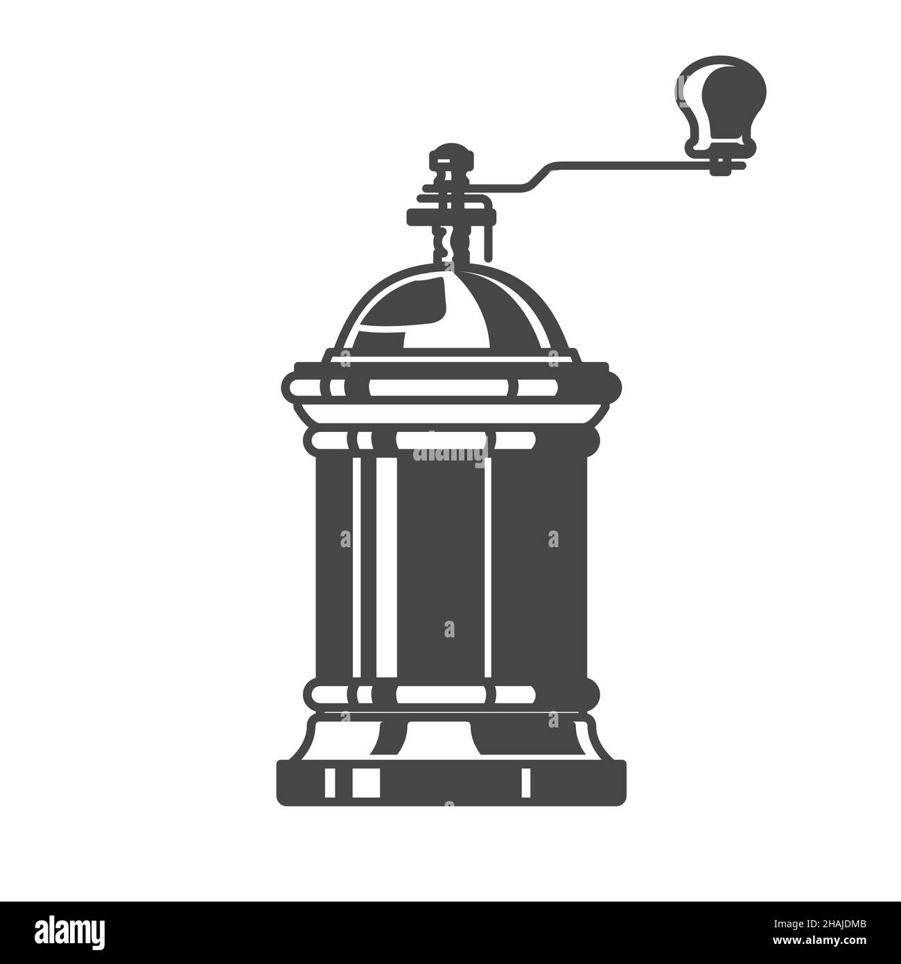 Classic hand coffee grinder with handle, vector Stock Vector
