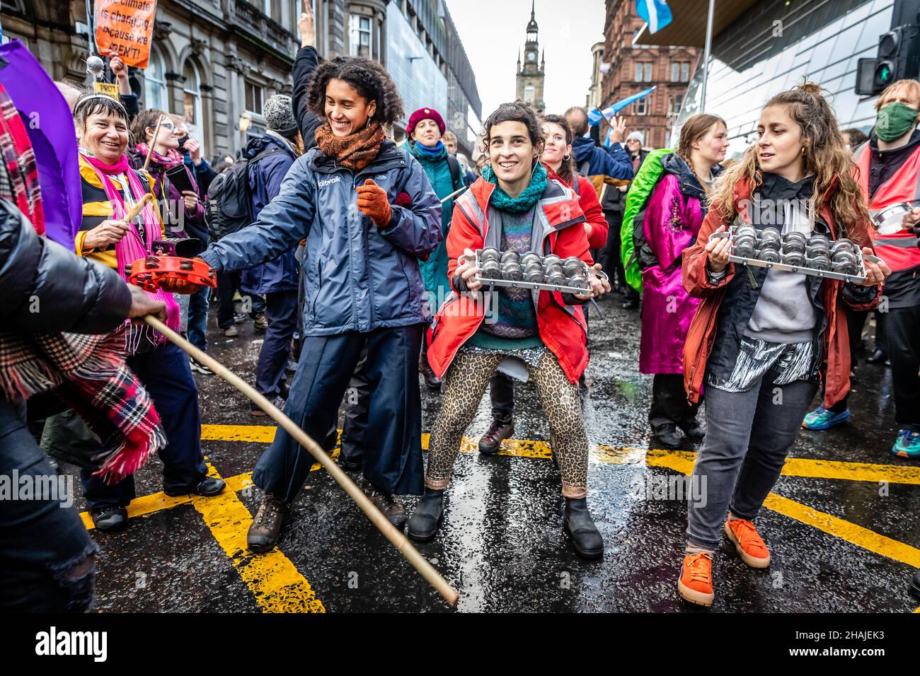 Global Day of Action for Climate Justice COP26 Glasgow, Scotland, UK.  100,000 people demonstrated on the 6th November 2021 as part of the Climate Change talks. Stock Photo