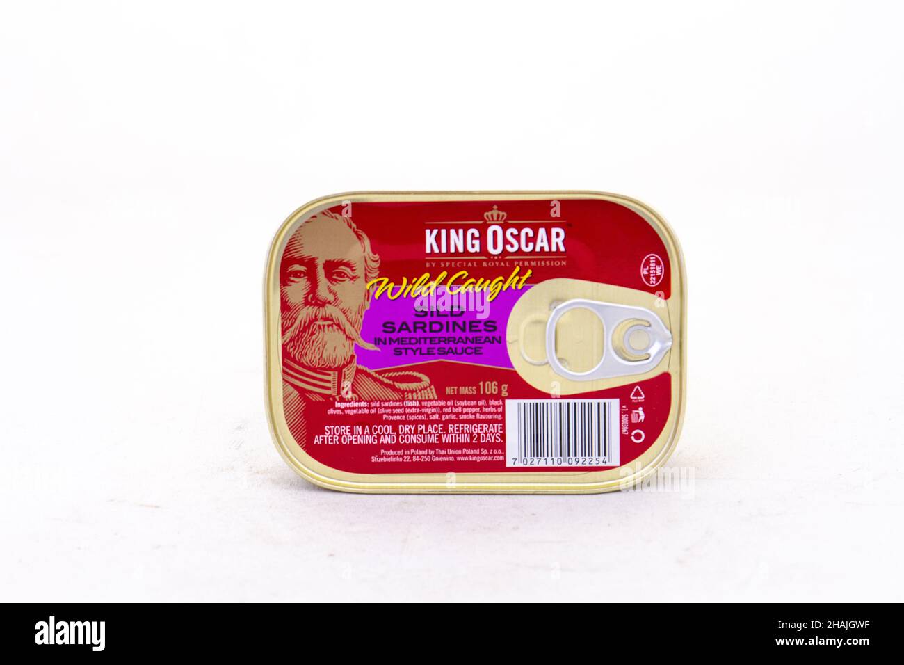 Johannesburg, South Africa a can of King Oscar sild sardines Stock
