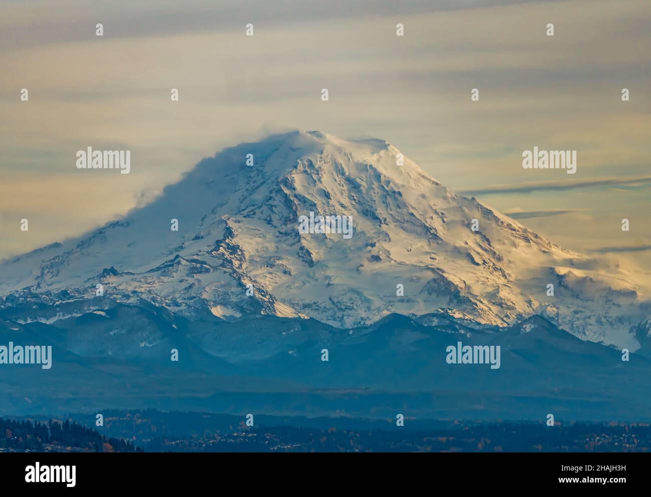 The Port of Tacoma and Mount Rainier in Washington State Stock Photo ...