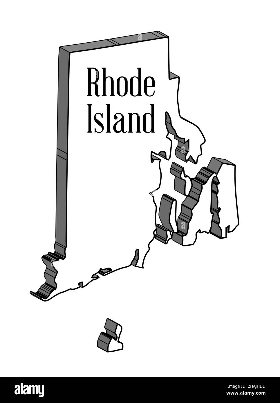 Outline 3d Map Of The State Of Rhode Island Stock Photo Alamy