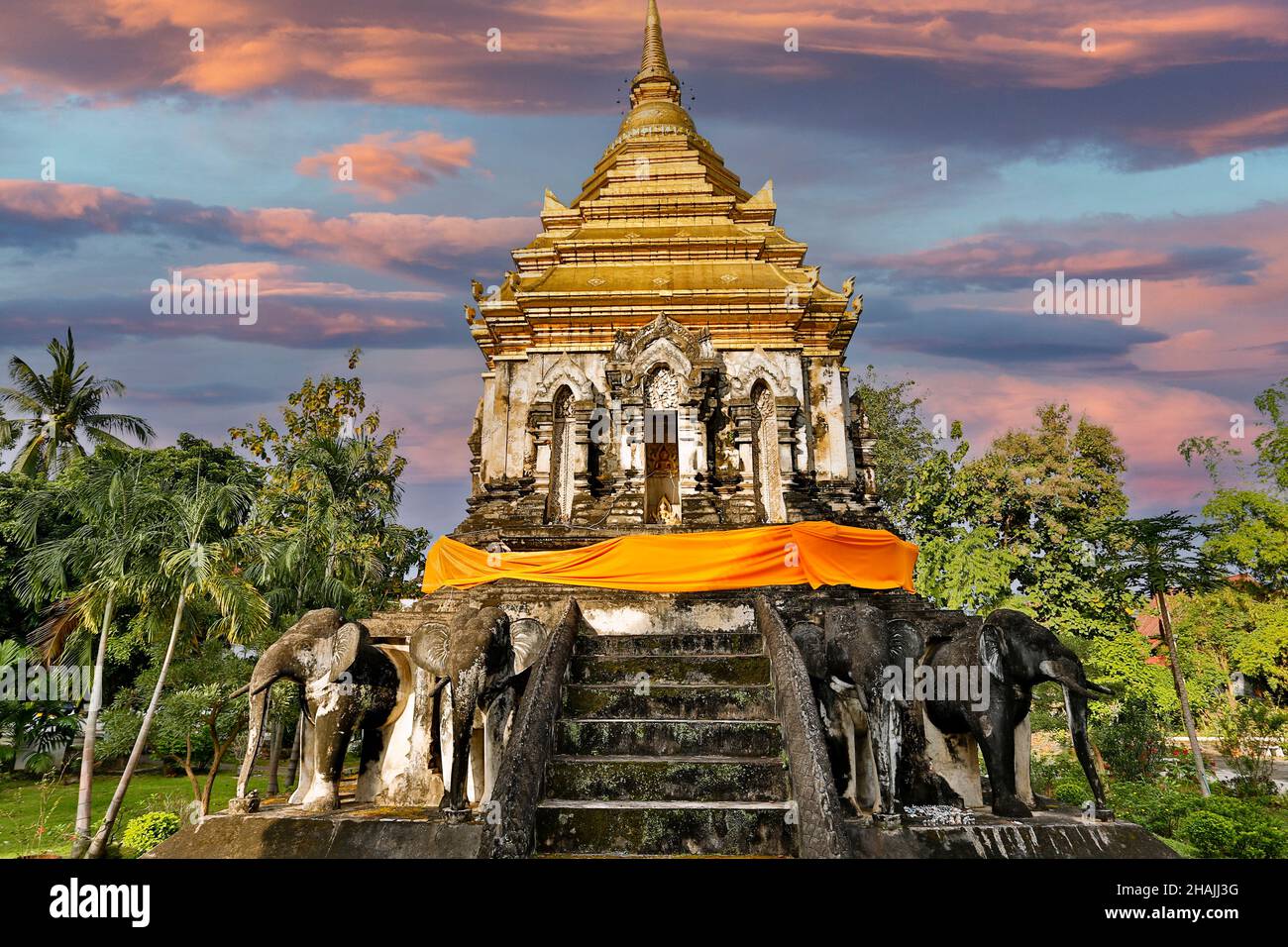 Wat Chiang Man is a Buddhist temple inside the old city of Chiang Mai, in northern Thailand. Stock Photo