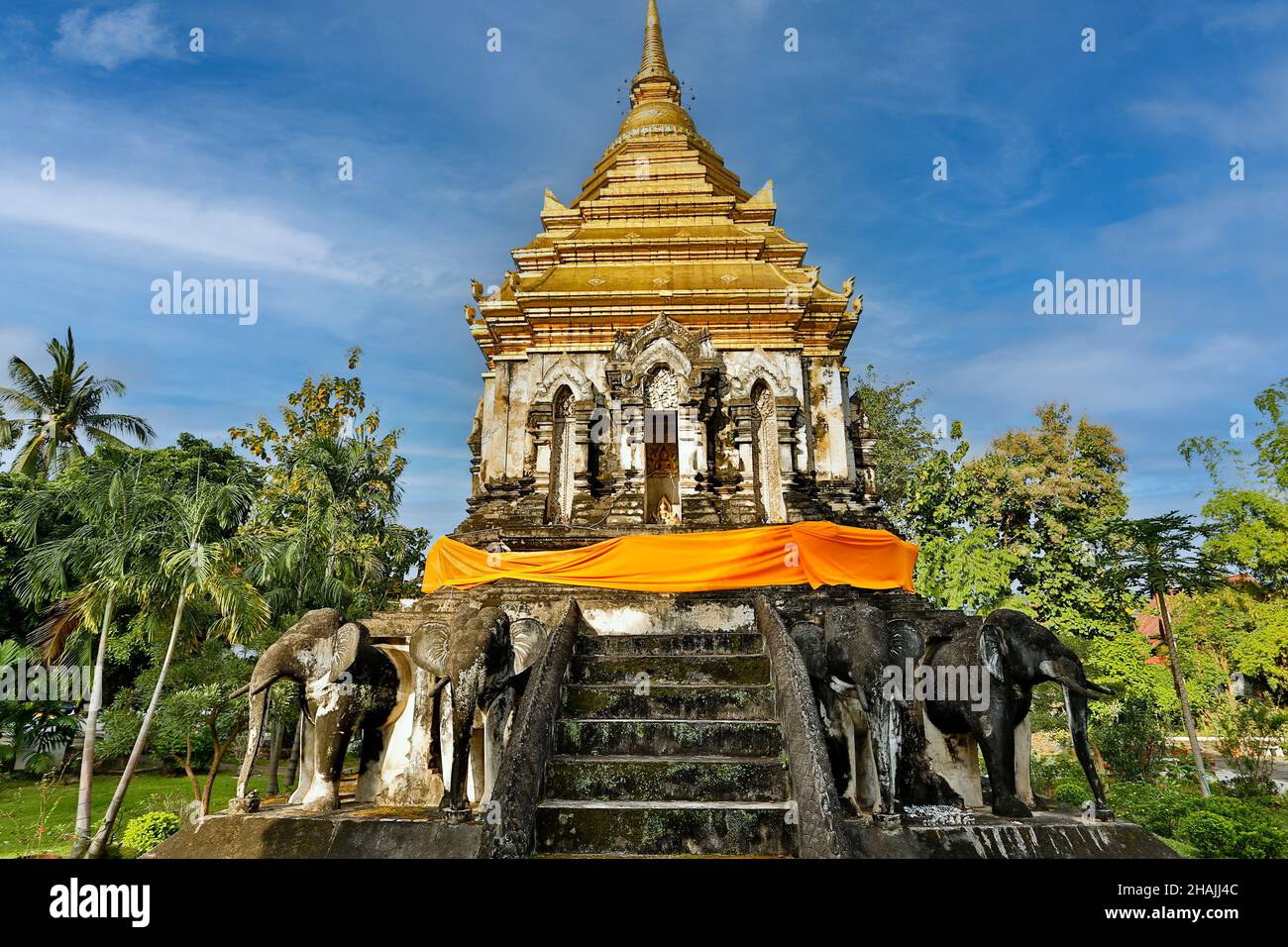 Wat Chiang Man is a Buddhist temple inside the old city of Chiang Mai, in northern Thailand. Stock Photo