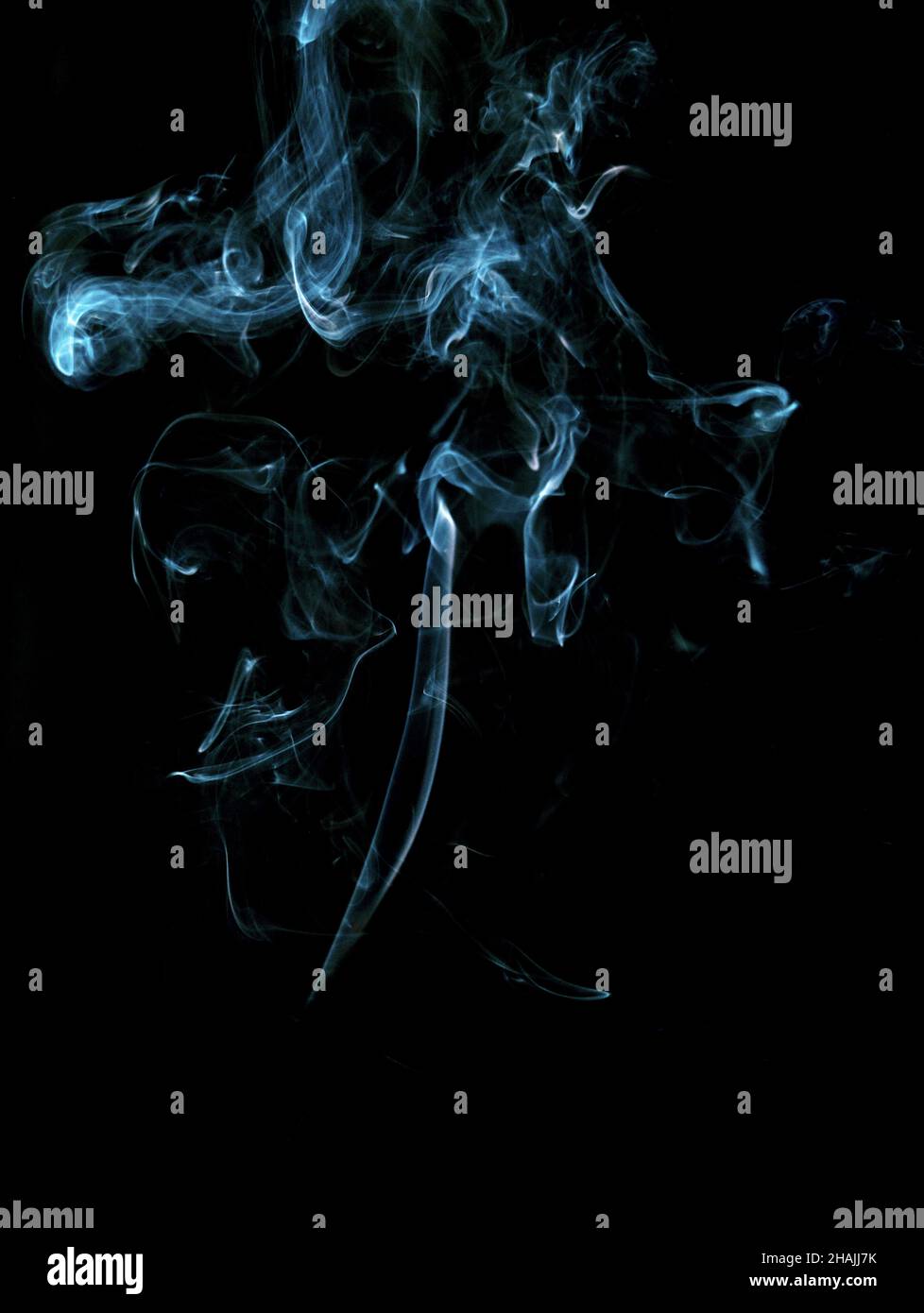 Blue smoke background on black. Stock Photo