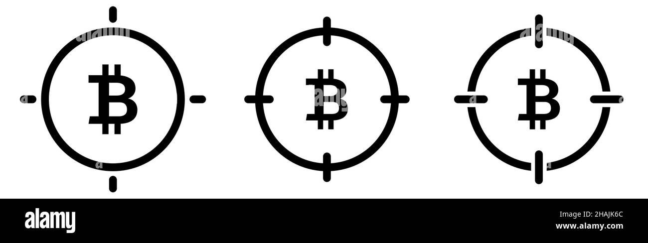 Bitcoin icon in target crosshair. Focus on, targeting cryptocurrency ...