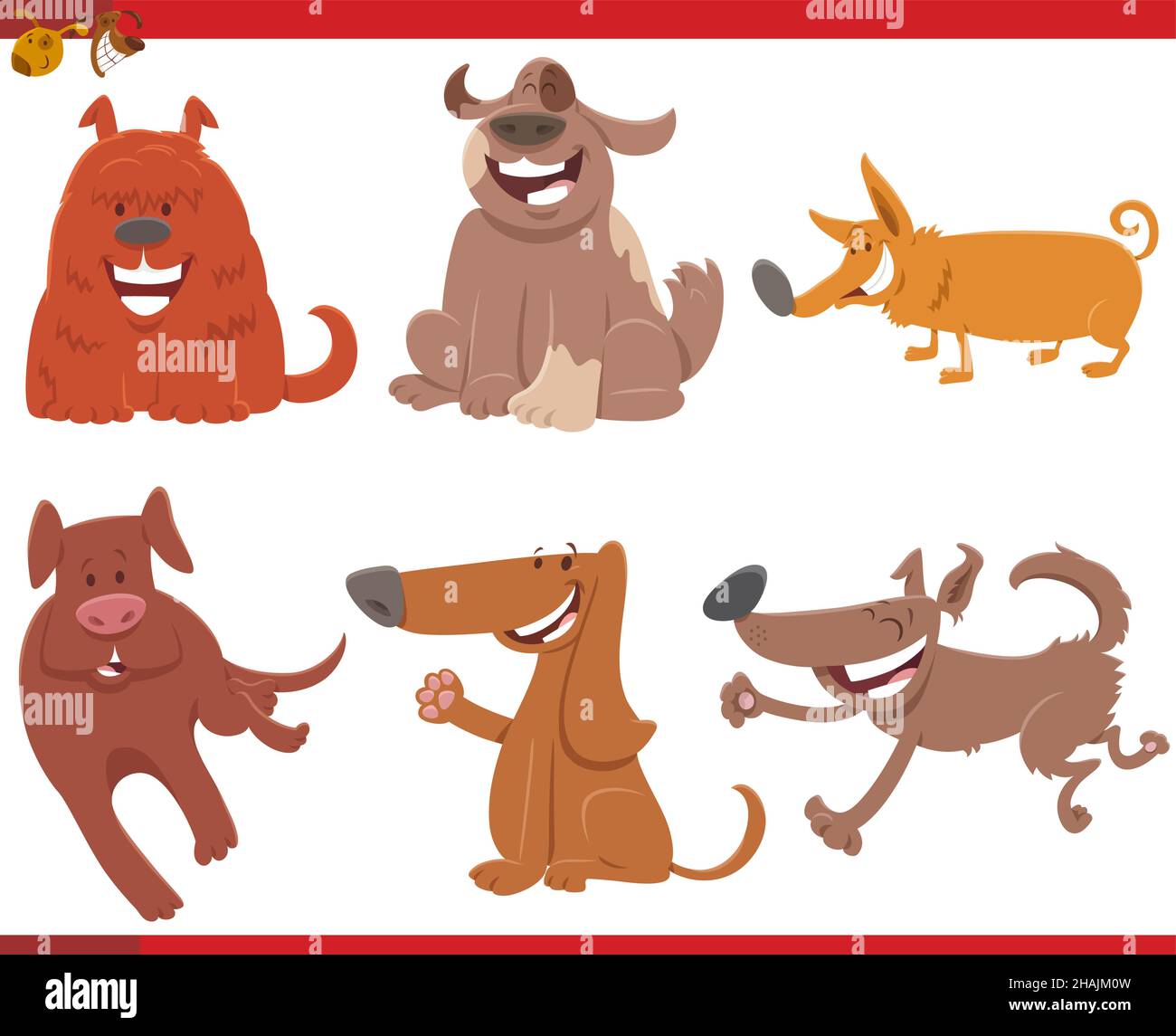 Cartoon illustration of dogs and puppies animal characters set Stock ...