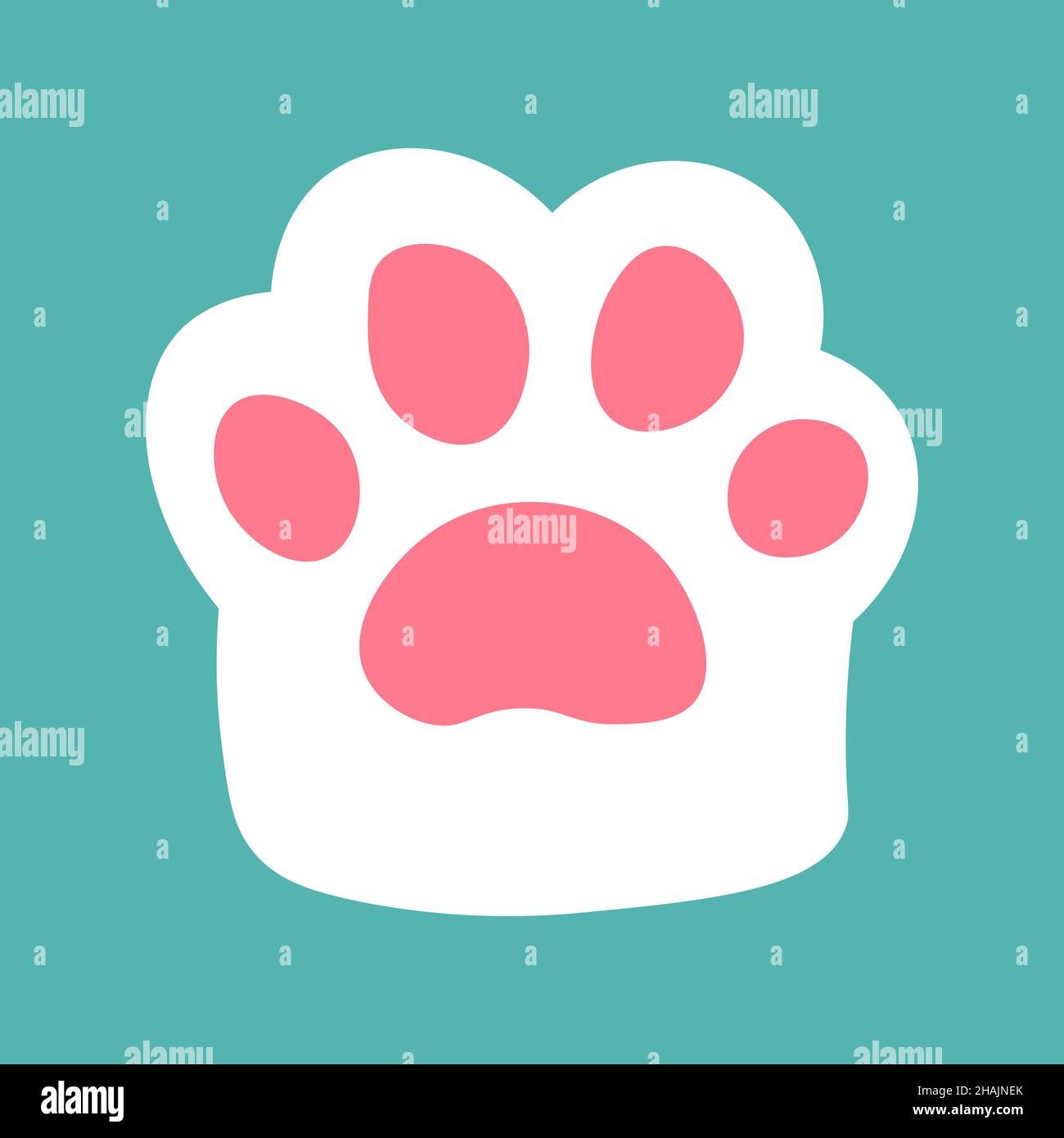 White kitten paw. Cute cat paw icon. Kawaii cat foot vector illustration. Simple cartoon flat style. Stock Vector