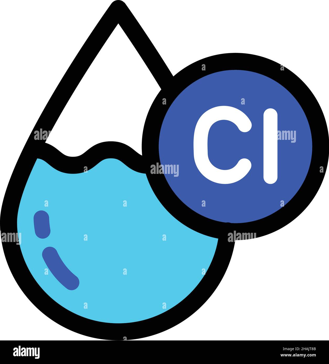 Drop water containing chlorine icon. Simple simple style. Chloride ...