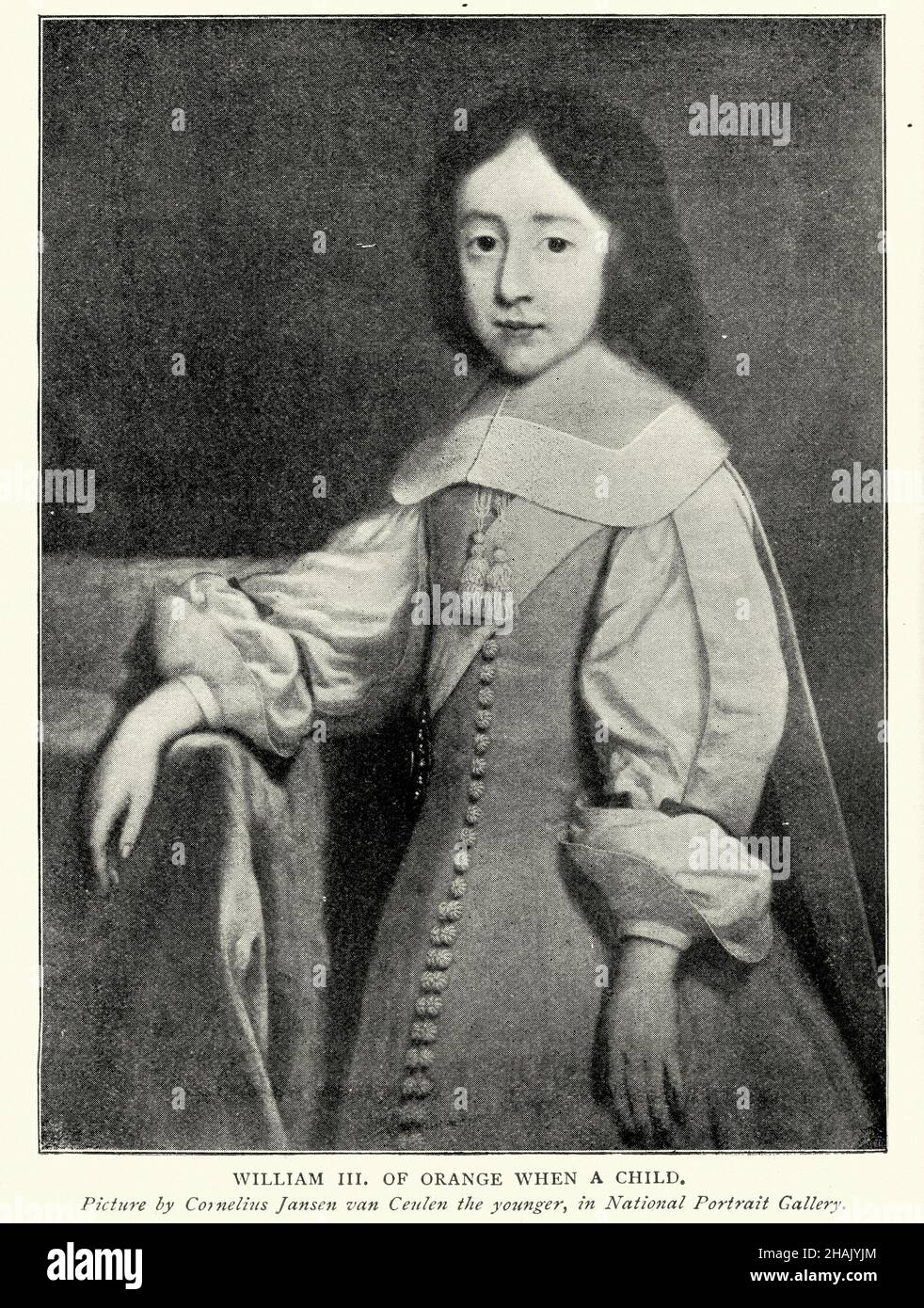 Portrait of William III of Orange as a child, by Cornelius Jansen van Ceulen the younger, 17th Century Stock Photo
