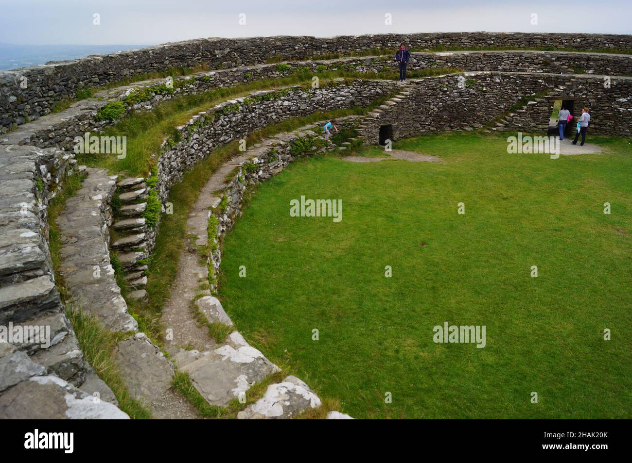 Terraces inside the hillfort Grianan of Aileach at Inishowen, County Donegal (Ireland) Stock Photo