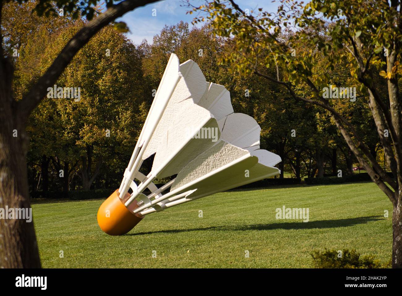 KANSAS CITY, UNITED STATES Nov 07, 2021 A large badminton shuttlecock in Kansas City