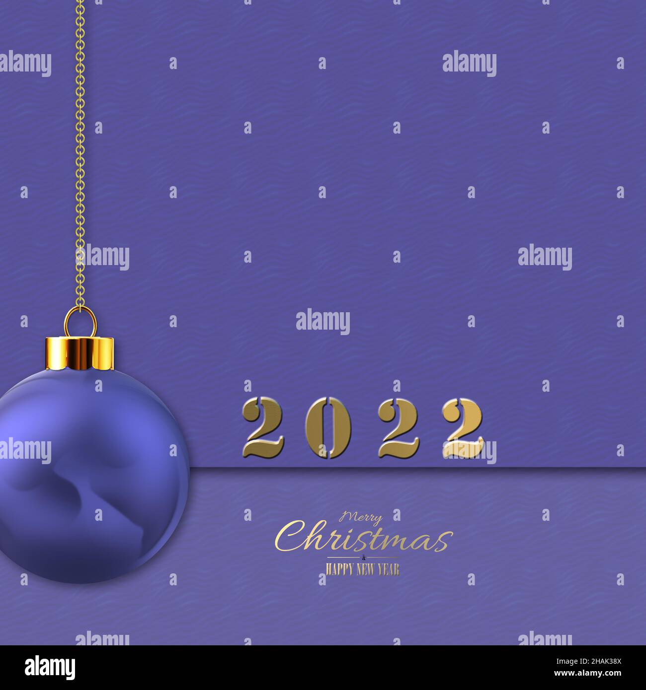 Christmas 2022 Chain Christmas Happy New Year In 2022 Colour Very Peri. 3D Christmas Ball Bauble  In Violet Colour Hanging On Chain, Gold Digit 2022 On Very Peri Colour. Co  Stock Photo - Alamy