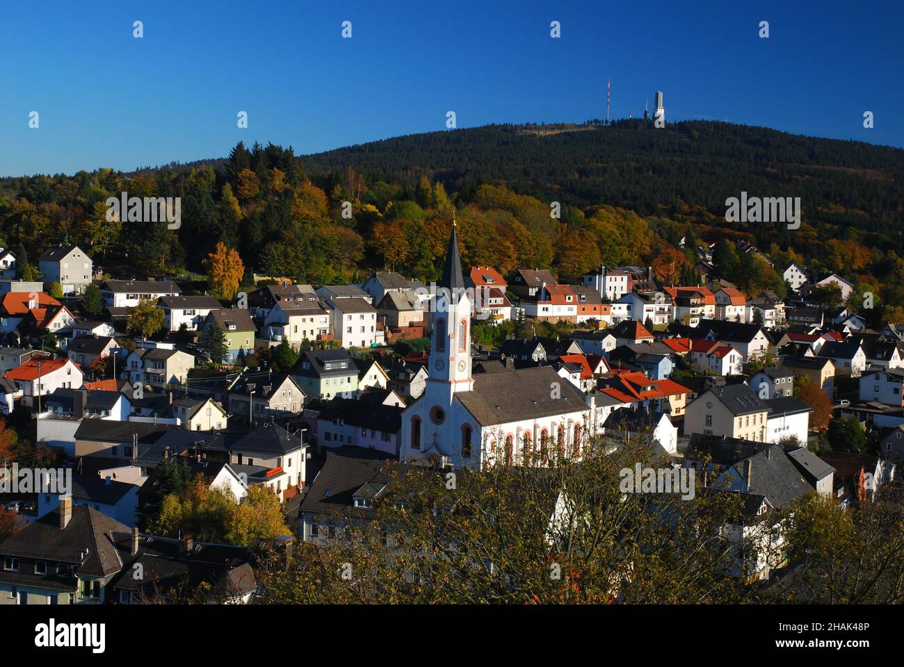 View From Fort Reifenberg To Schmitten Oberreifenberg And The Feldberg Mountain In Taunus Mountains Hesse Germany On A Beautiful Autumn Day With A Cle Stock Photo