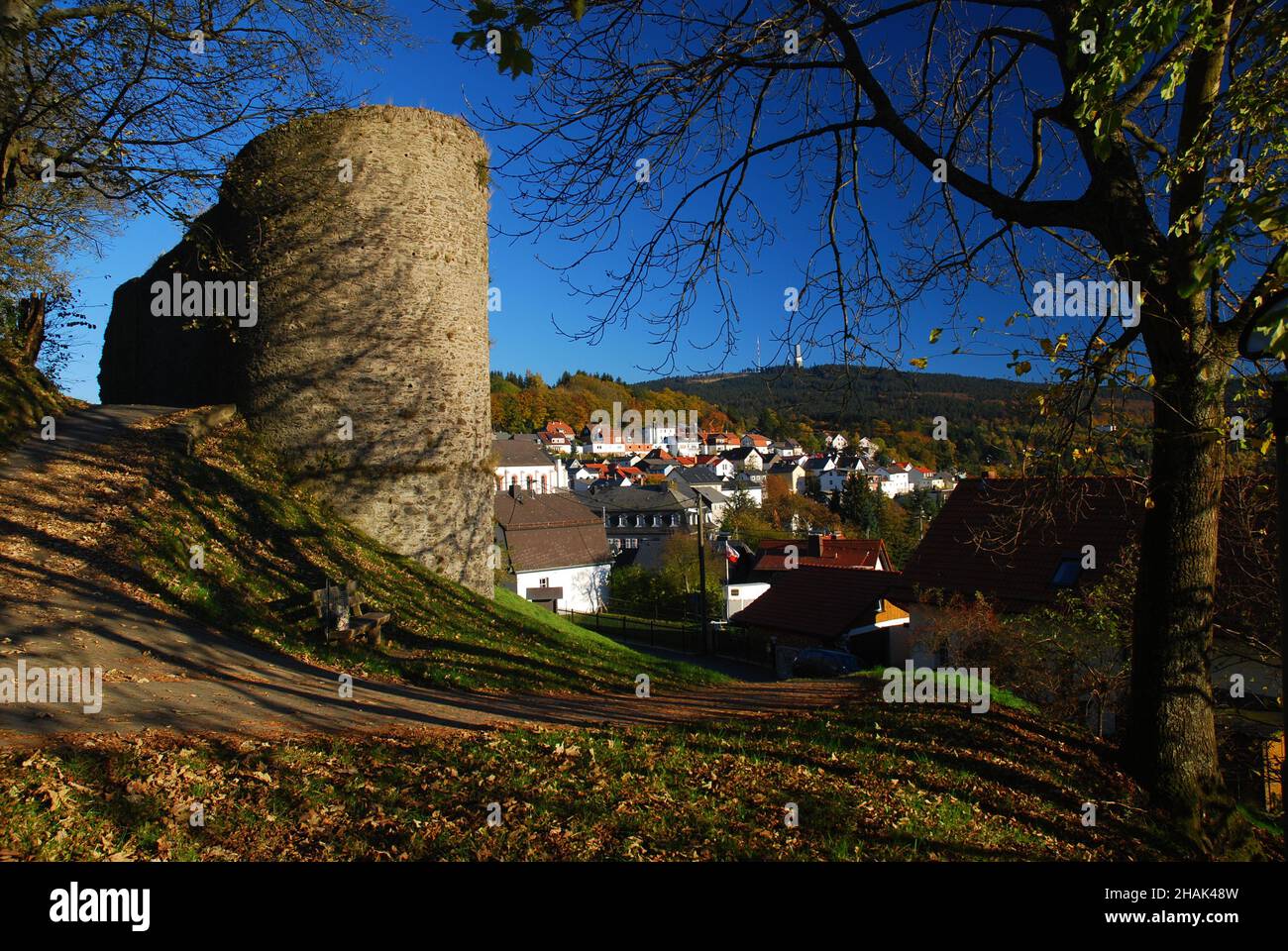 View From Fort Reifenberg To Schmitten Oberreifenberg And The Feldberg Mountain In Taunus Mountains Hesse Germany On A Beautiful Autumn Day With A Cle Stock Photo