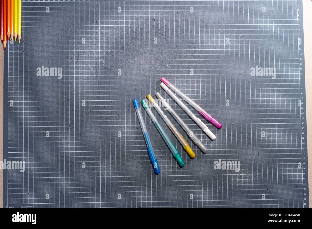 Colorful pens and pencils ready for some coloring Stock Photo