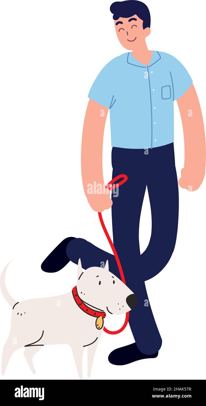 man walking with a dog Stock Vector Image & Art - Alamy