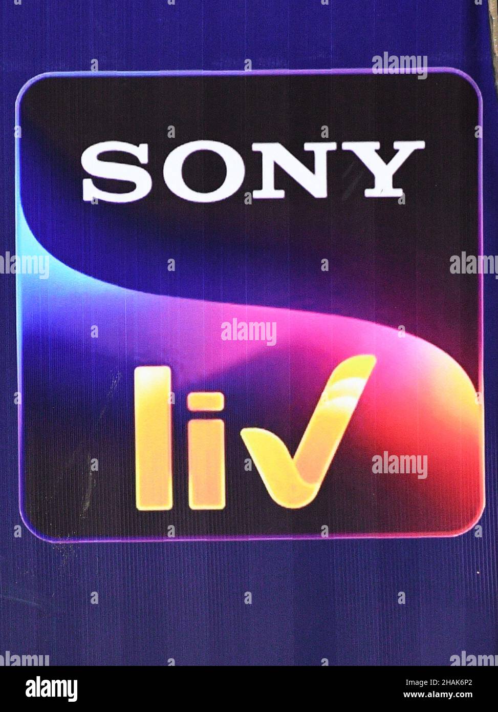 Mumbai, India. 13th Dec, 2021. A Sony liv logo is seen on a banner in Mumbai.A merger of