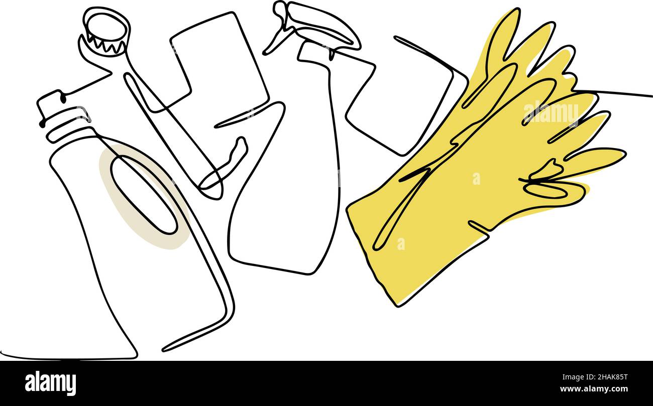 Continuous line draw of cleaning procucts Stock Vector Image & Art Alamy