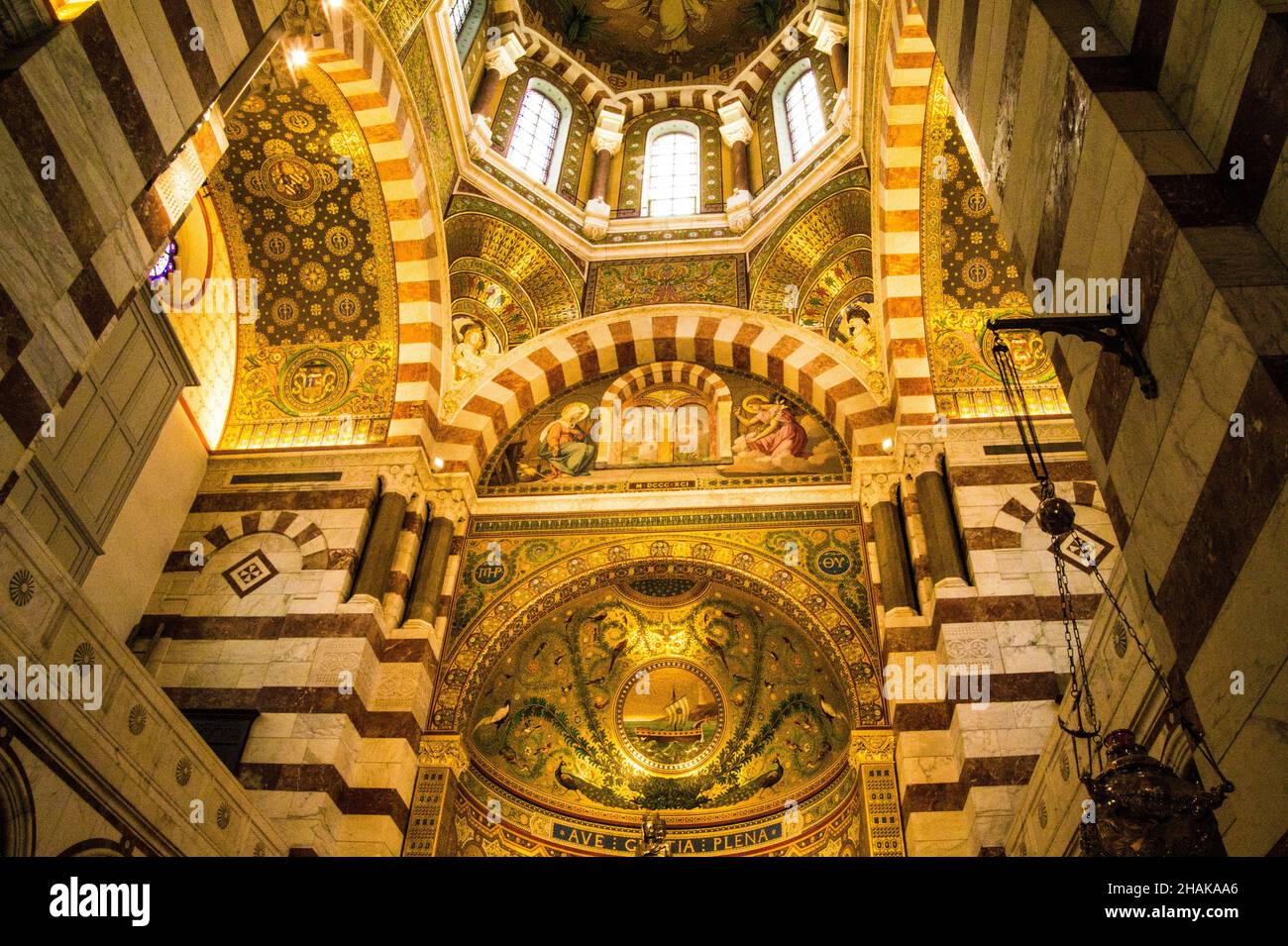 Beautiful view of the internal architecture of the Notre Dame de la ...