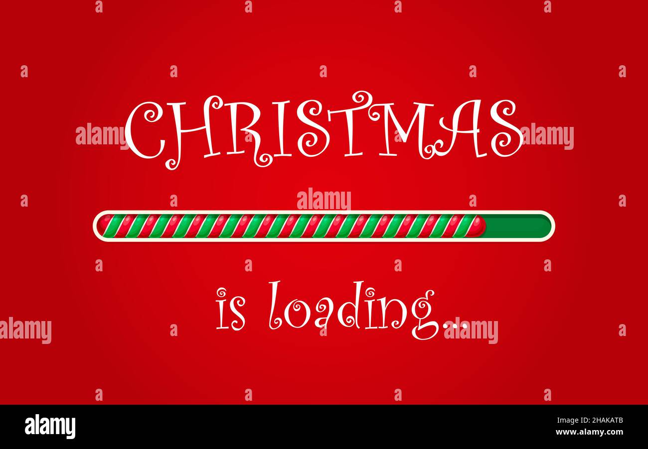 Christmas loading candy cane progress bar with Xmas load status of vector striped sweets on red background. Realistic countdown bar to Christmas and w Stock Vector