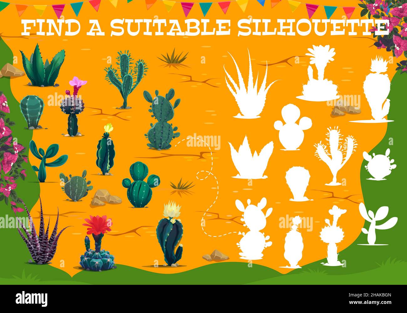 Find a suitable silhouette of Mexican cactus plants in desert, kids ...