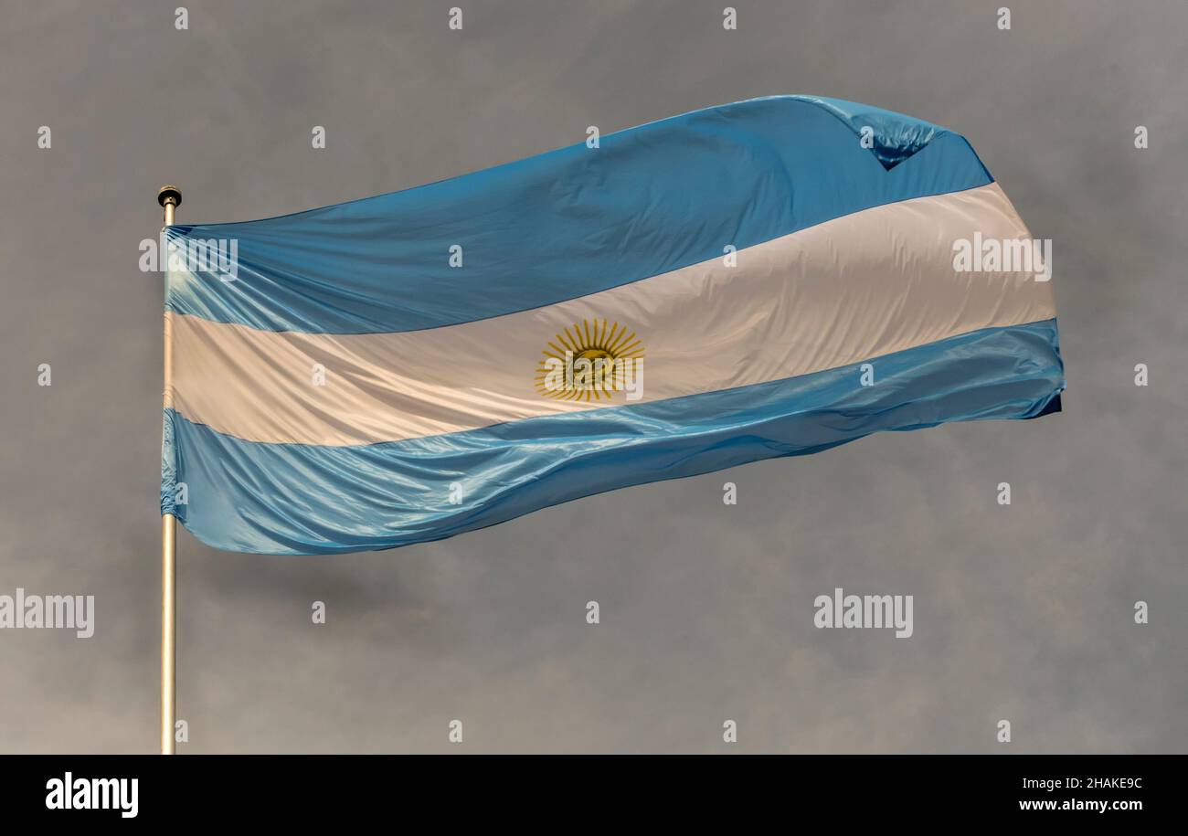 Argentina flag on flagpole Stock Photo