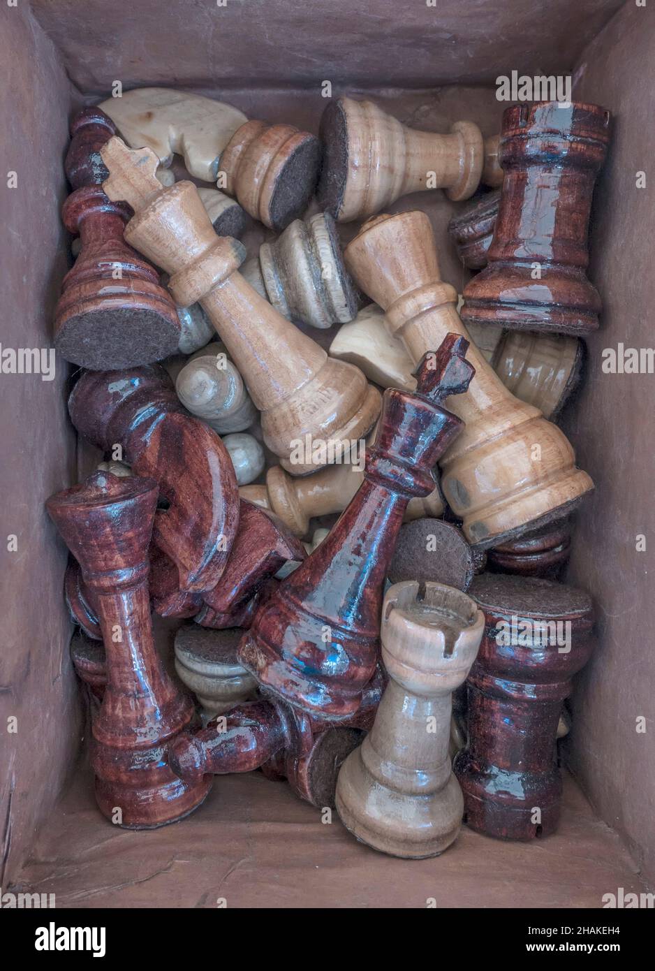 chess pieces in a box Stock Photo