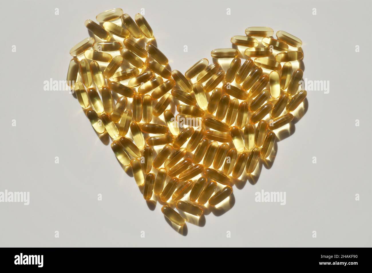 Fish oil capsules in Heart shaped .omega fatty acids.Natural