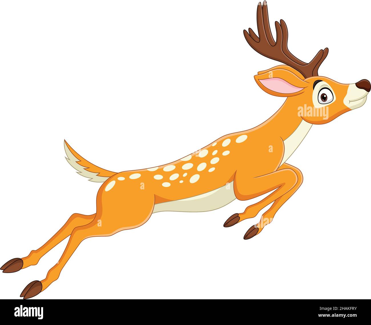 Cartoon funny deer jumping on white background Stock Vector Image & Art ...