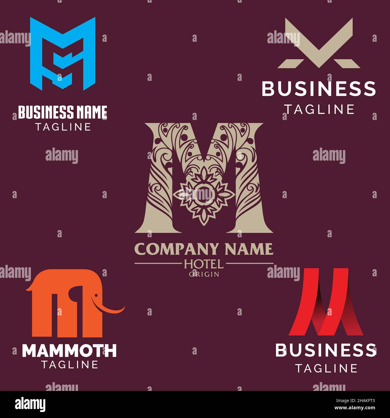 M letter based logo set vector volume 2 Stock Vector
