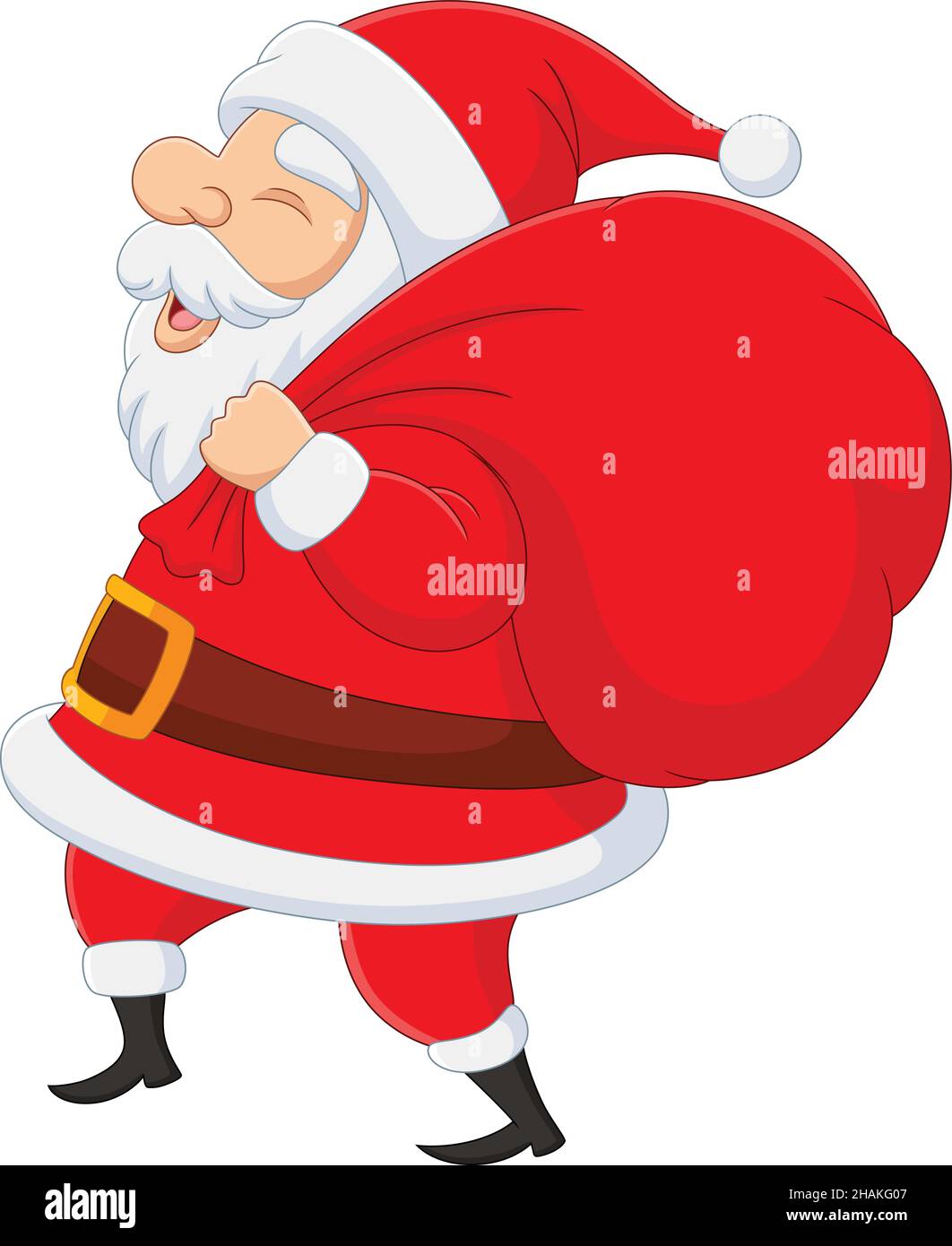 Santa claus carrying a bag of the presents Stock Vector
